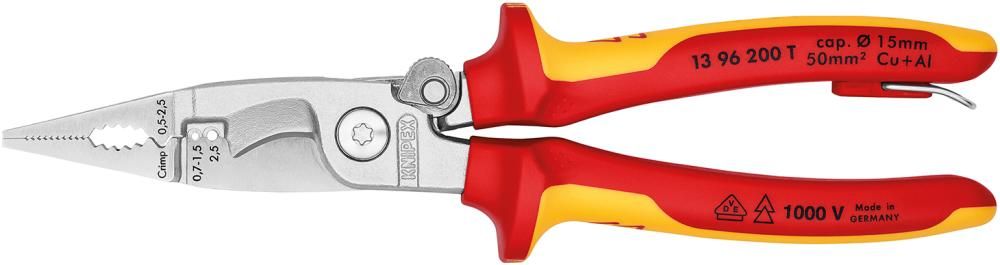 E.-Install.Zange VDE TT 200mm m.M.K.Griff Knipex