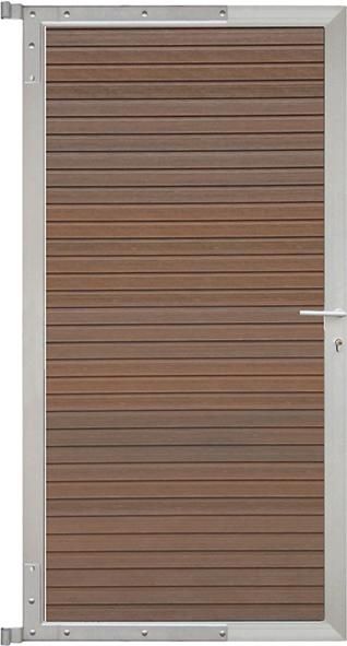 WAREN-Tor-Komplettset 90 x 173 cm, Füllung teakRahmen silber