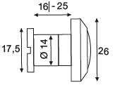 180° Türspion, Ø14 mm, Türstärke 16-25 mm, Oberfl. brüniert