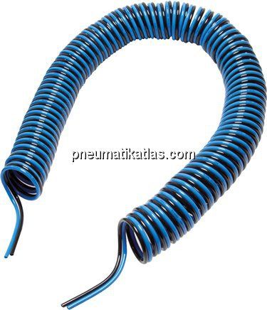 PU-Spiralschlauch 4 x 2mm 2,5mtr. Arbeitsl. Duo-Schlauch (2-fach), axialer Abgan