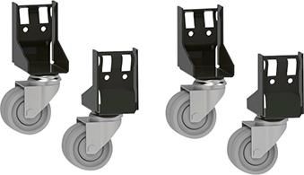 Rollensatz Quattro 4 x Gummi-Lenkrollen Ø 75mm, ohne Feststeller schwarz NCS S 9000-N