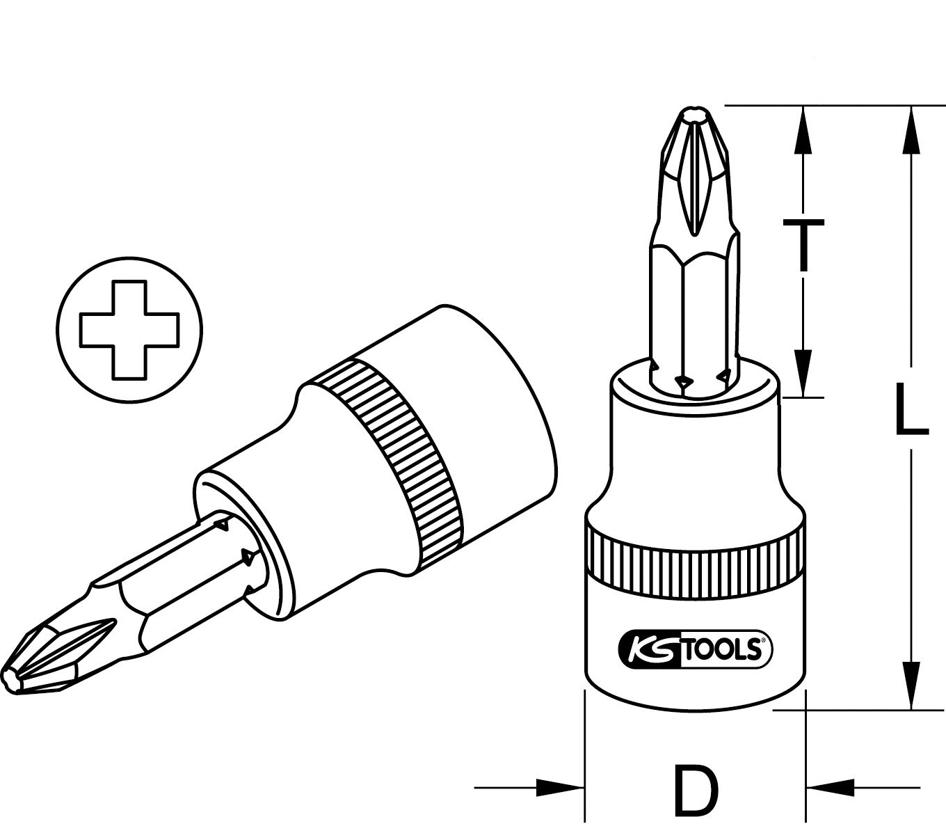 KS Tools 1/4" Bit-Stecknuss, PH3