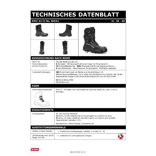 ELTEN ERIC Sicherheitsstiefel High S3, Schwarz, Gr. 48