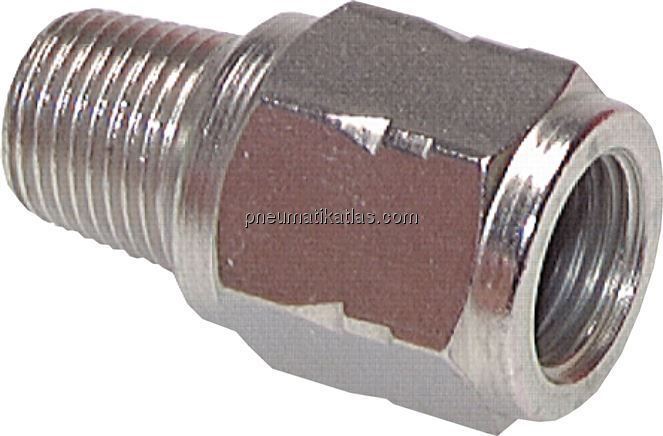 Mini-Rückschlagventil R/Rp 1/8" (AG/IG), Messing vernickelt