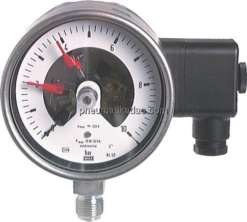 Sicherheits-Kontaktmanometer, senkrecht, 100mm, 0 - 1,6 bar