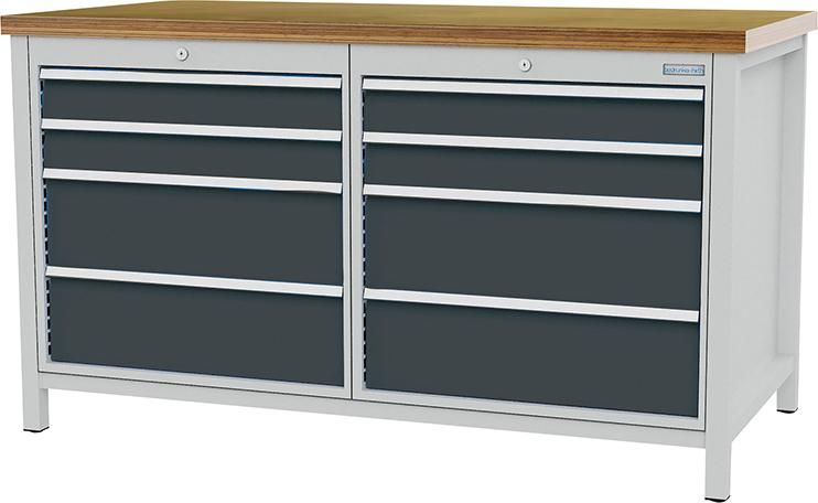 Kastenwerkbank buche MP 8 Schubladen 7035/7016 Traglast 1000kg B1500xT750xH859mm