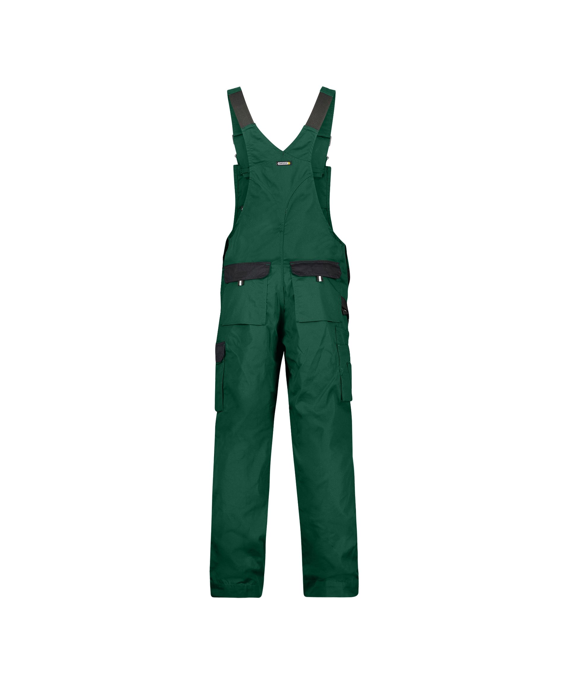 DASSY® Versailles - Zweifarbige Arbeitslatzhose mit Kniepolstertaschen - flaschengrün/schwarz, Gr. 48