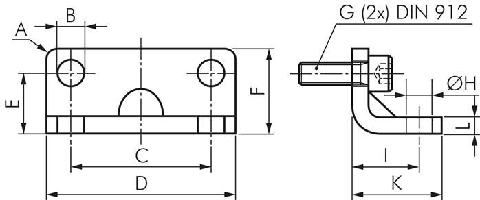 Fußbefestigung für Kompaktzylinder 32 mm