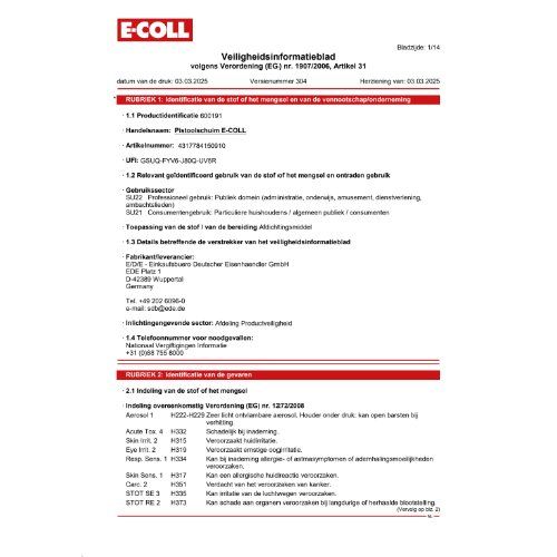 PU-Pistolenschaum B2 750ml (MDI-haltig) E-COLL