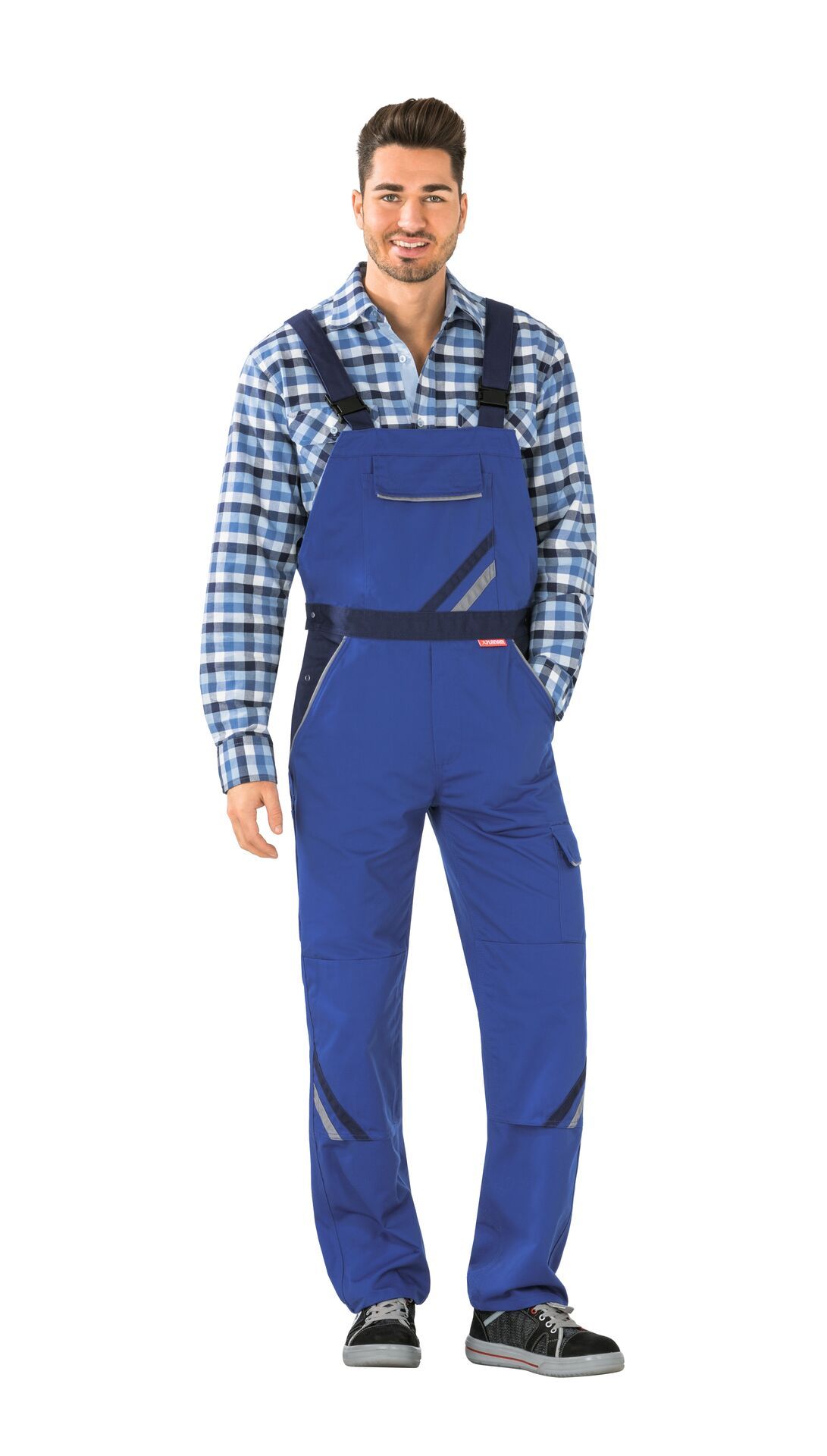 Planam Latzhose Highline kornblumenblau/marine/zink Gr. 24