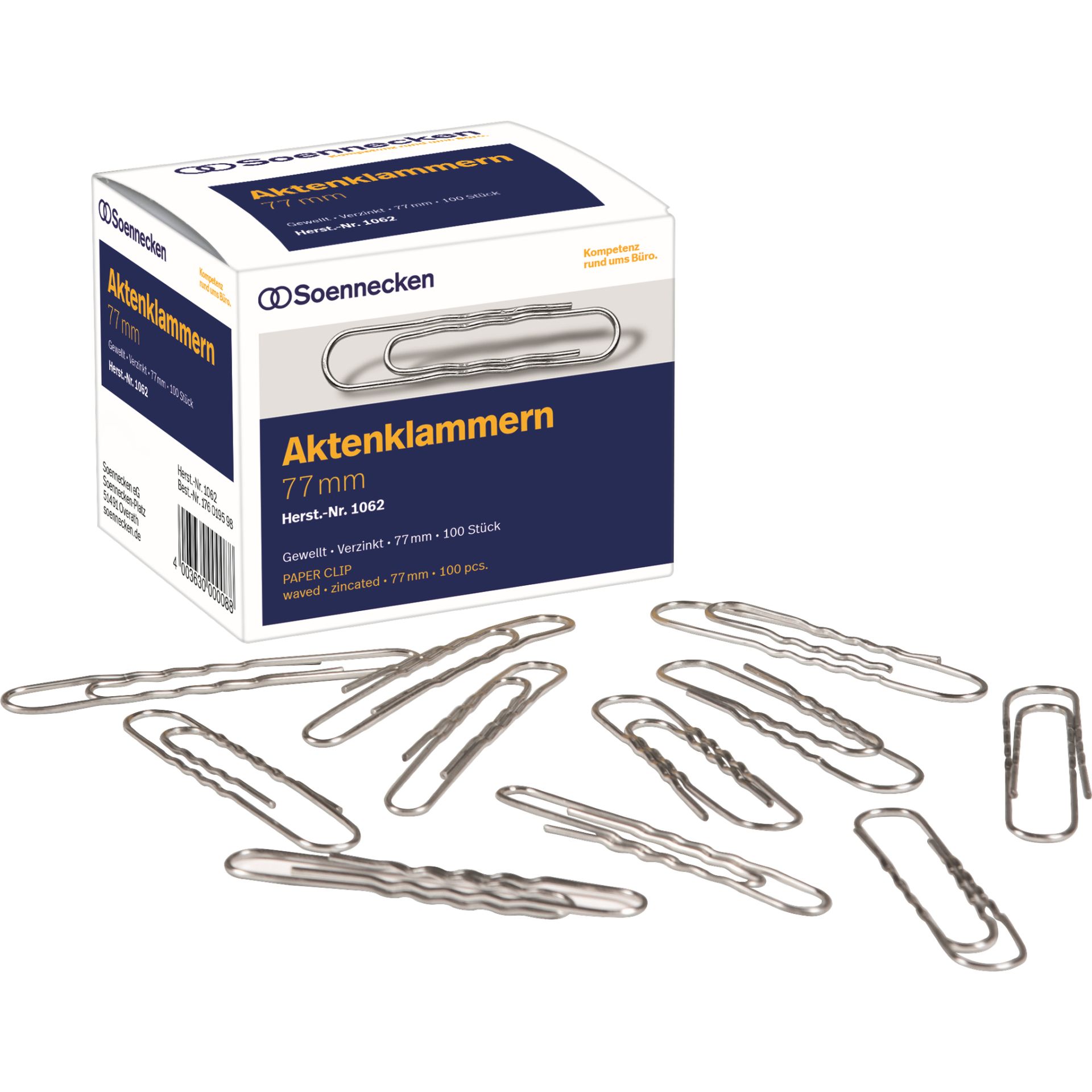 Aktenklammer 77mm gewellt verzinkt 100 St./Pack.