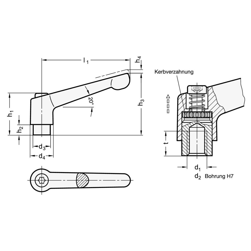 GANTER verstellbarer Klemmhebel