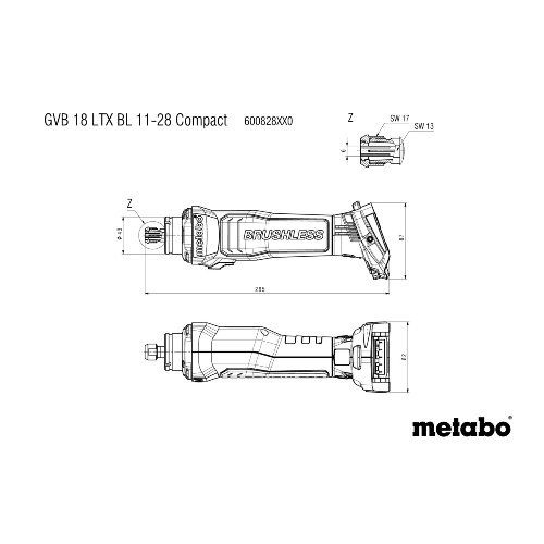 Akku-Geradschleifer solo GVB18LTX BL 11-28 Compactohne Akku ohne Ladegerät Karton