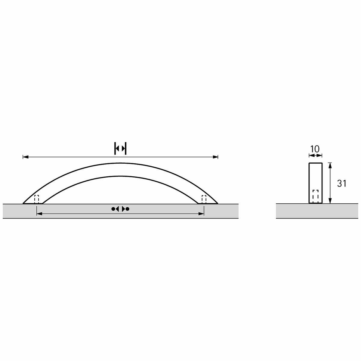 Griff Guarani, Bohrabstand 128, L 149 mm, B 10 mm,