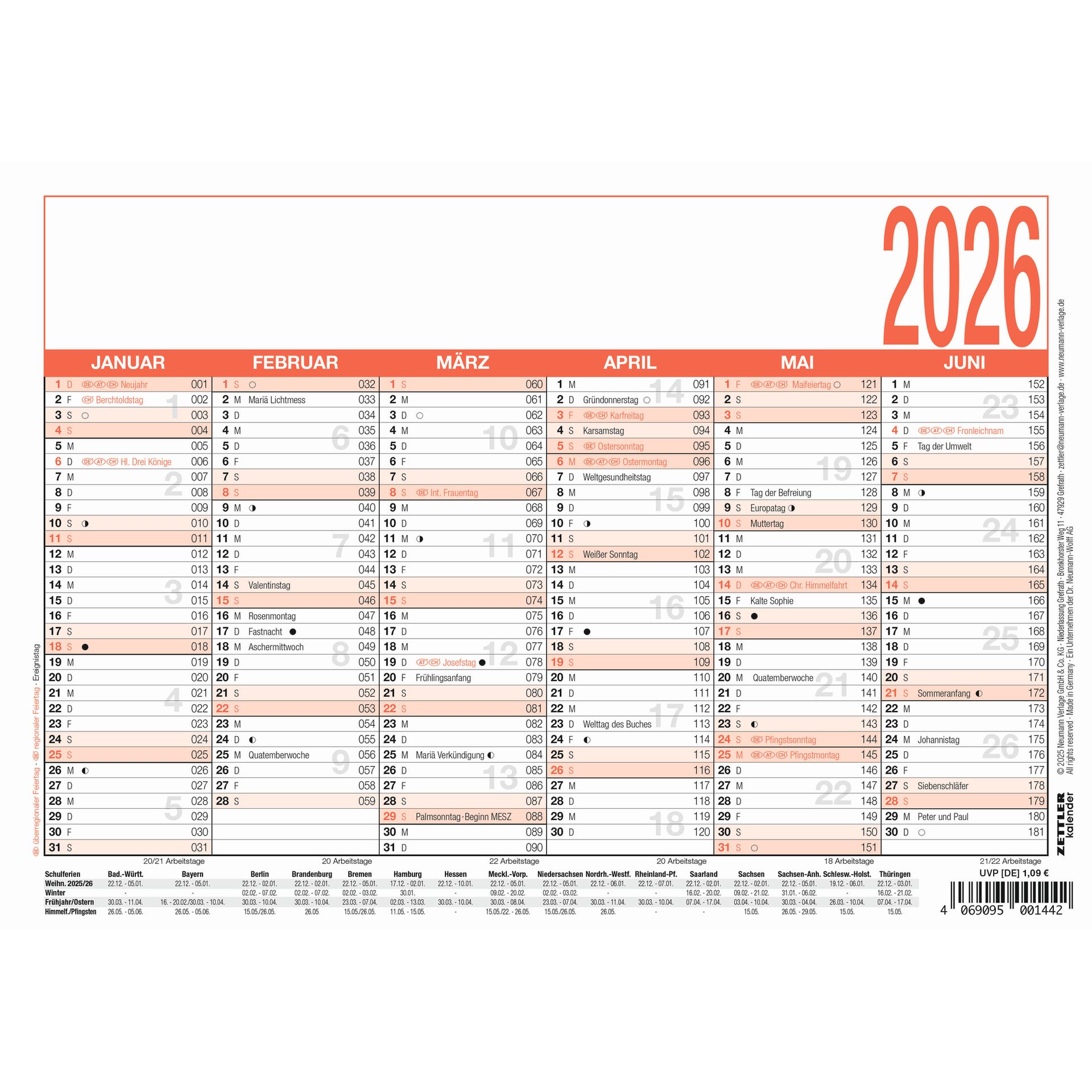 Arbeitstagekalender A5