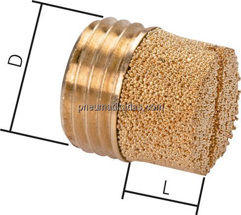 Schalldämpfer G 1/8", Sinterbronze, zylinderförmig