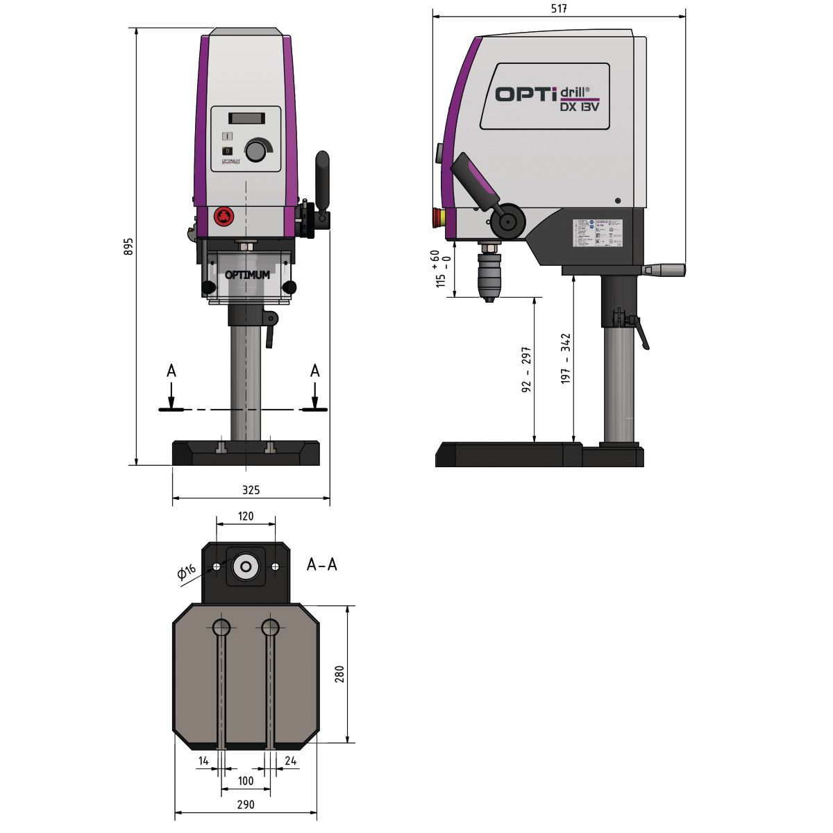 Tischbohrmaschine Optimum OPTIdrill DX 13V