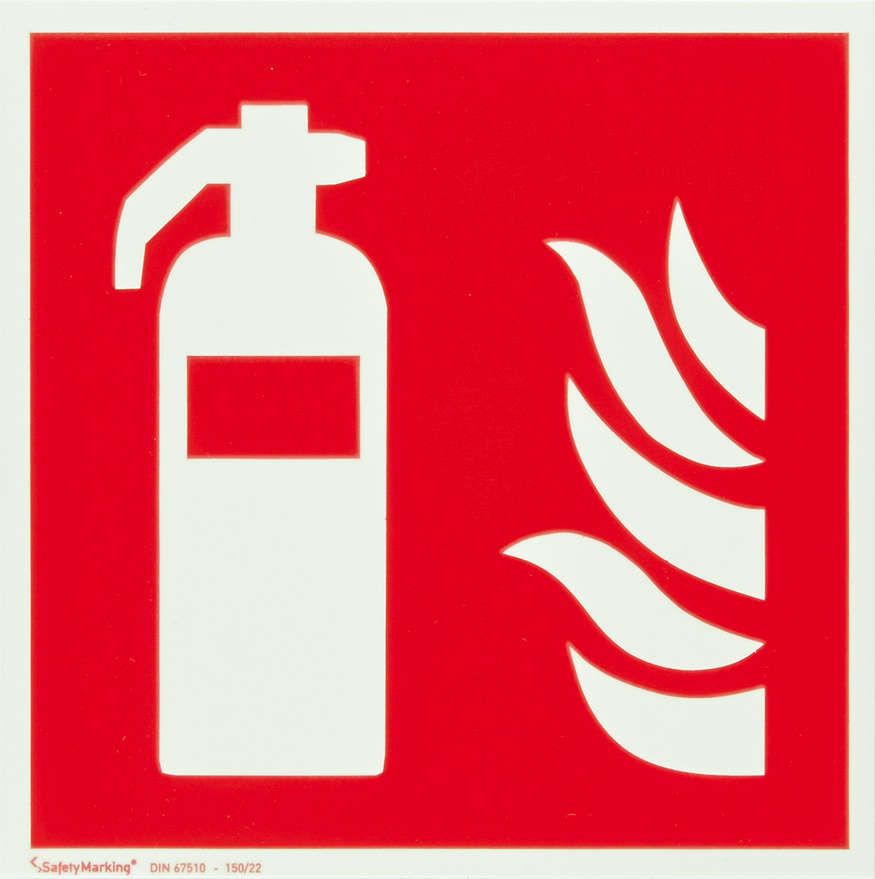Brandschutzschild Folie B100xH100 mm Feuerlöscher langnachleuchtend