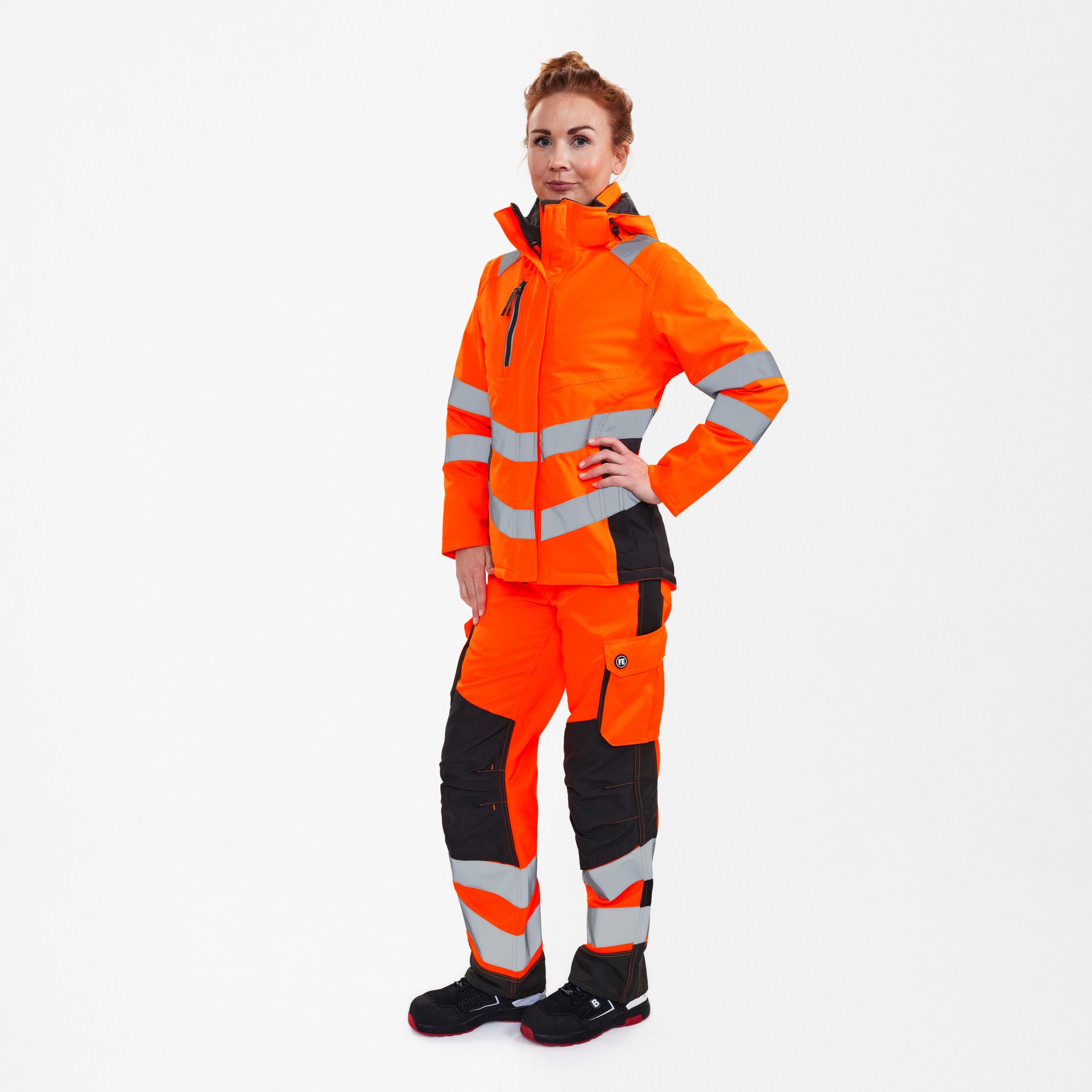 Safety Damen Winterjacke Orange/Anthrazit Grau, Gr. XL