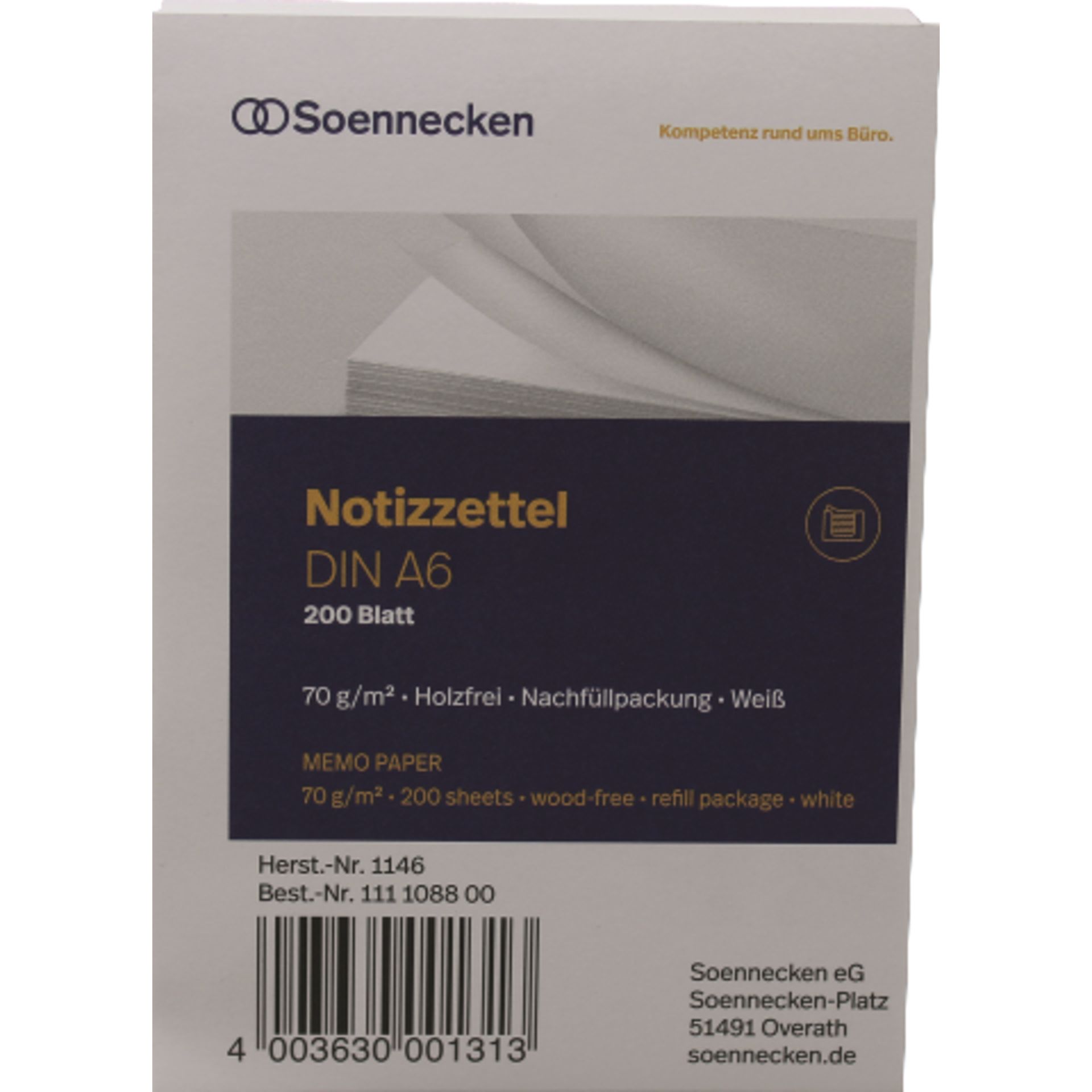 Zettelboxeinlage DIN A6 blanko 200 Bl./Pack.