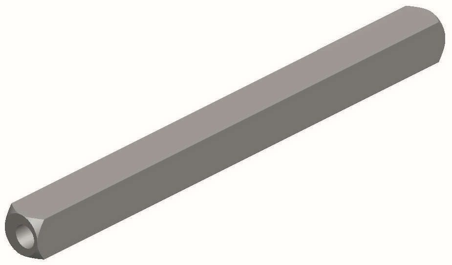 Drücker-Vierkant - Lochstift, Länge 8 x 100 mm, mit beidseitiger stirnseitiger Lochbohrung, Bohrung 35 mm tief, Eisen verzinkt