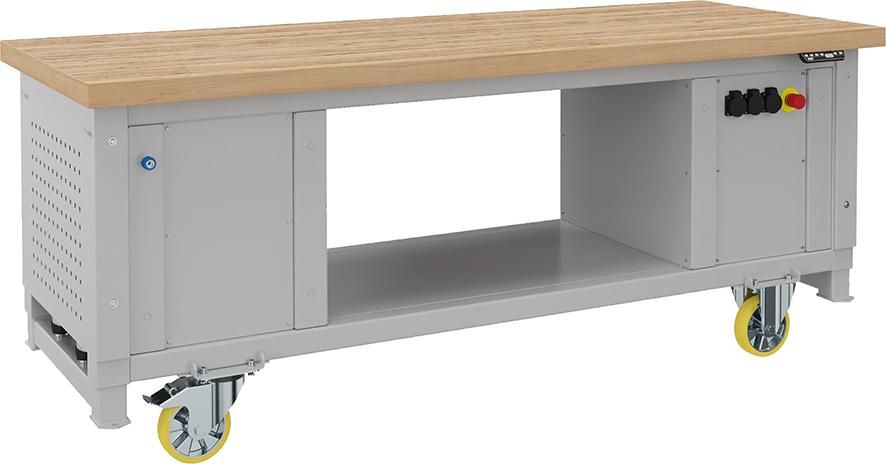 Schwerlasttisch fahrbar multi4power 50mm Multiplex, 2000kg B2030xT800xH840-1080mm