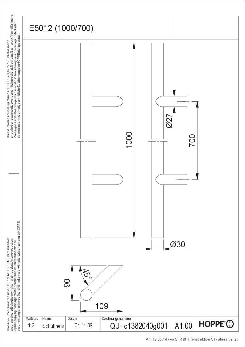 Bügelgriff Stangenform, E5012