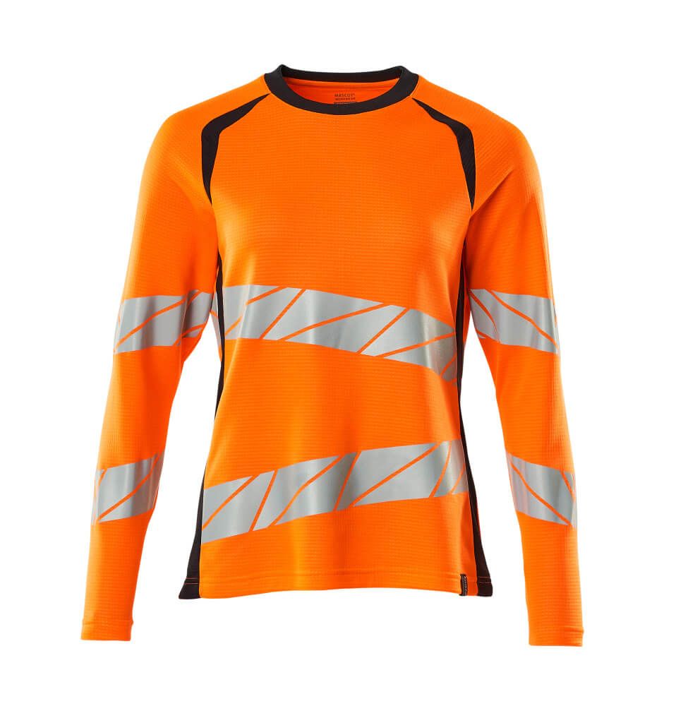 T-Shirt, Langarm Hi-vis Orange/Schwarzblau, 2XLONE