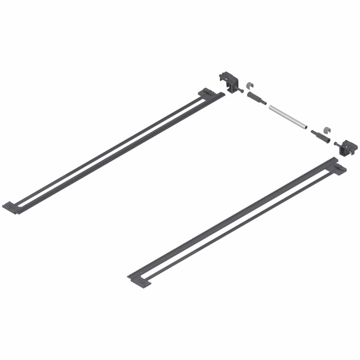 TANDEM Seitenstabilisierung, NL=650 mm, KB=1400 mm, Teilauszug, zum Ablängen, R7037 staubgrau