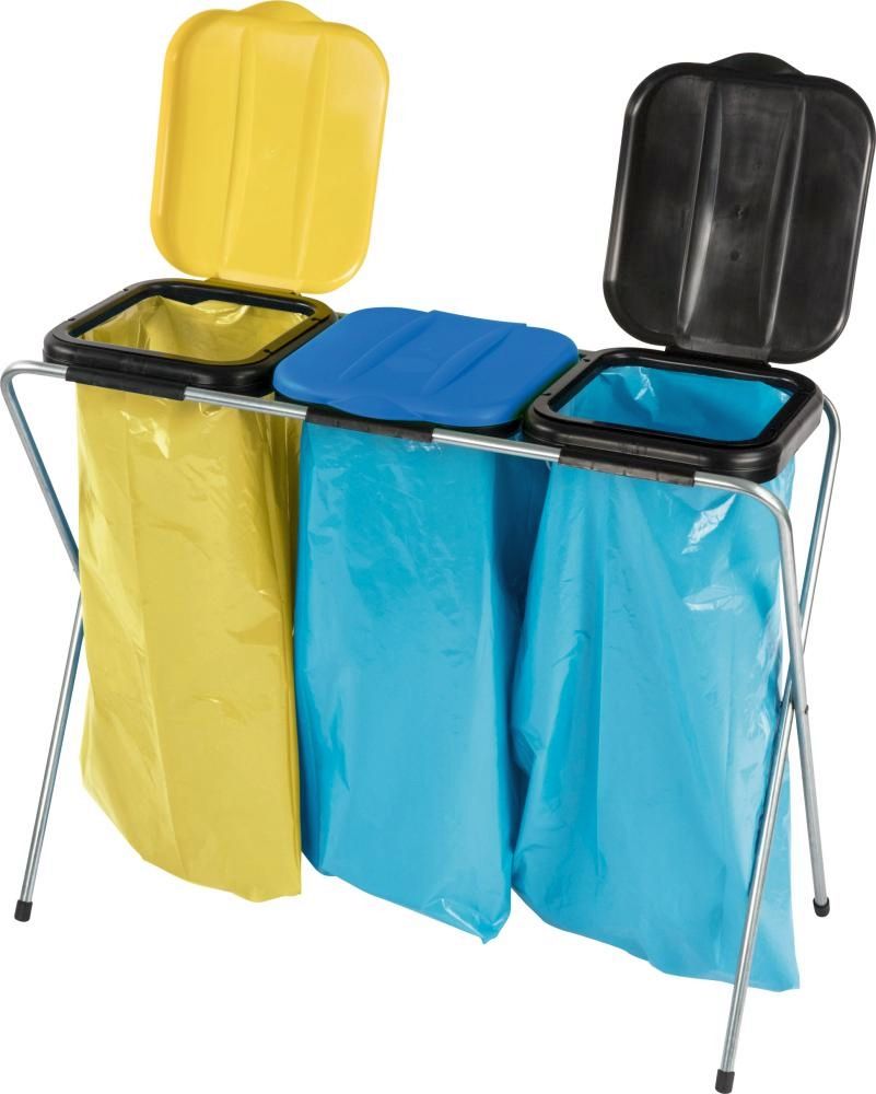 Abfallsamml. 3x120 l m.Deckel gelb/blau/schw
