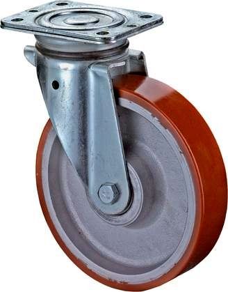 Lenkrolle 200mm N100.C10 Platte,Polyure Guss,KL N100.C10.203 BS ROLLEN