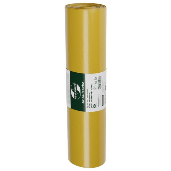 Abfallsäcke aus Recycling-LDPE 120 l, Typ 60 gelb - RL=25Stk, Karton=10RL
