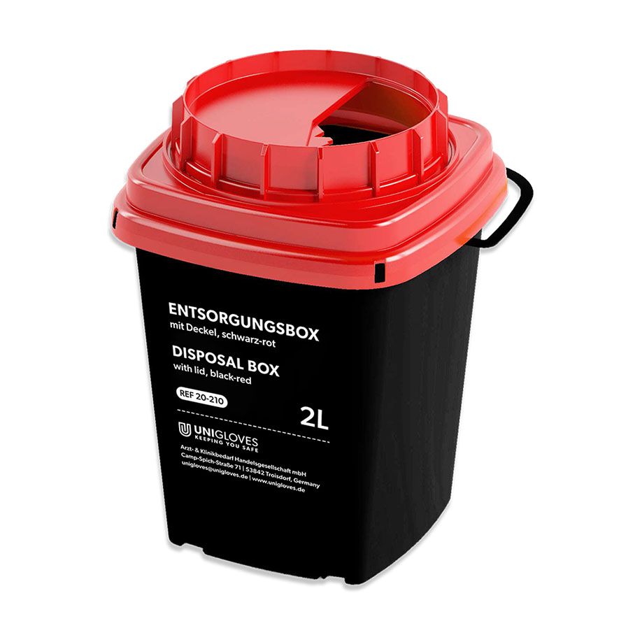 Entsorgungsbox 2 Ltr. eckig,schwarz/rot