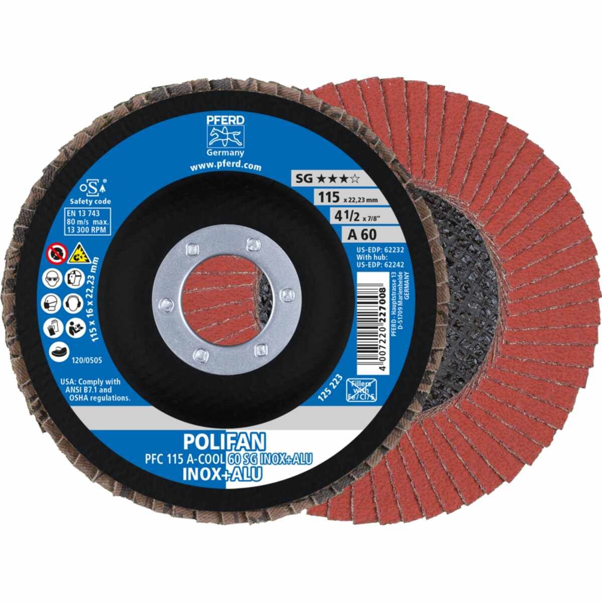 PFERD POLIFAN-Fächerscheiben PFC 115 A-COOL 60 SG INOX+ALU