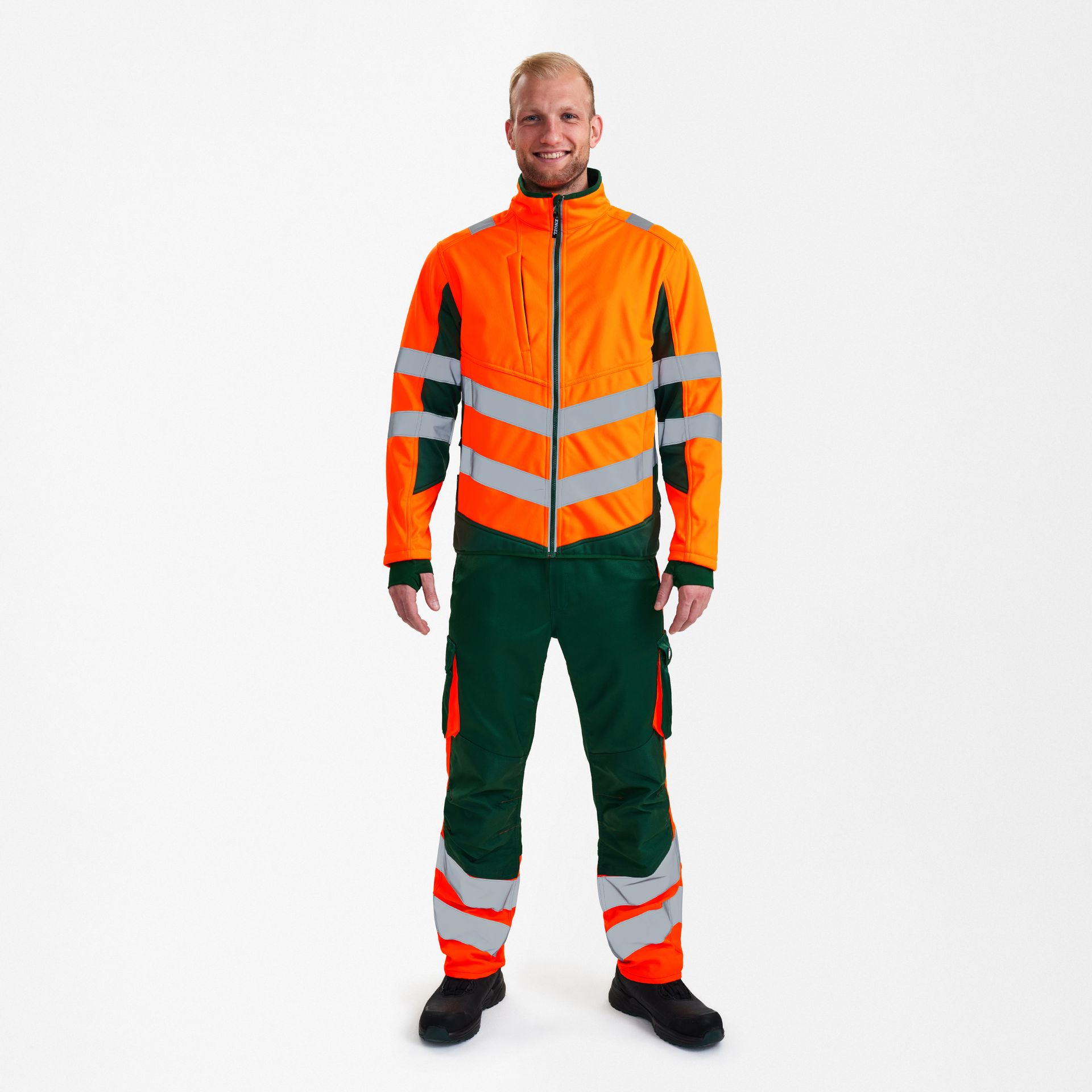 Safety Softshelljacke Orange/Grün, Gr. M