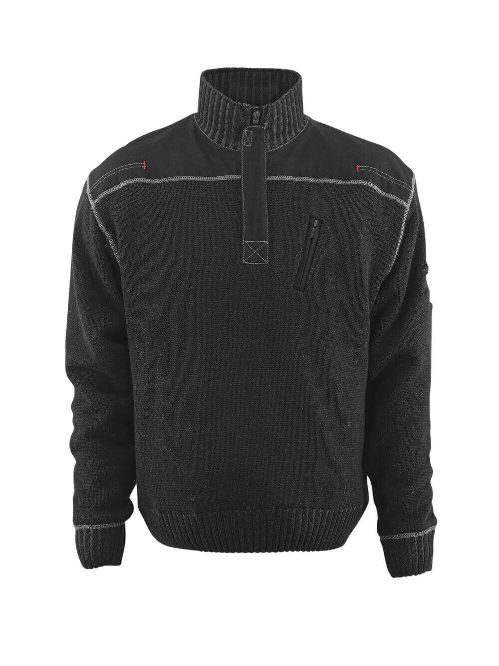 Strickpullover mit kurzem Reißverschluss MASCOT® Naxos Schwarz, L