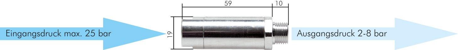 Selbstentlüftender Inline-Druckregler, 2 bar, G 1/4"