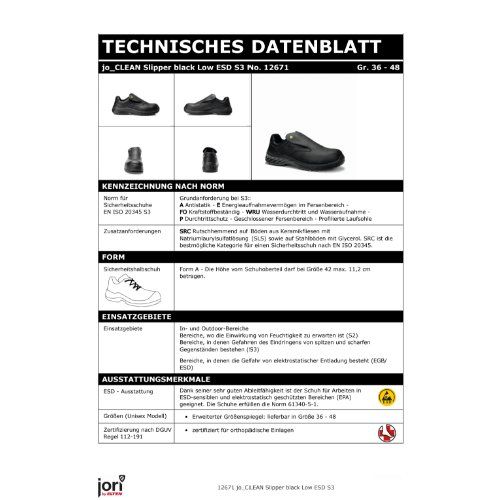 ELTEN jo_CLEAN Sicherheitsslipper S3 ESD, Schwarz, Gr. 37