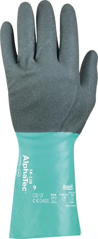 Handsch.AlphaTec 58-128, Gr. 11, schwarz/grün