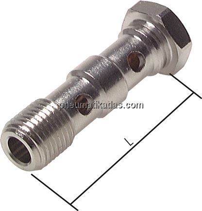 Hohlschraube, 2-fach G 1/4"-41,0mm, Messing vernickelt