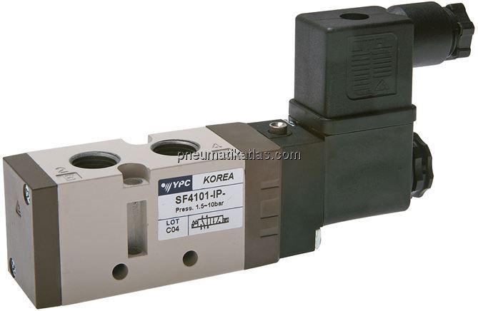 5/2-Wege Magnetventil, G 1/4" (Abluft G 1/8"), Federrückstellung, 24 V=