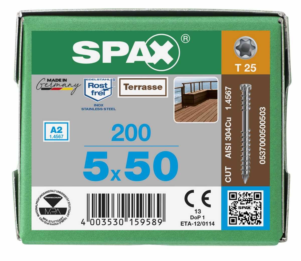 Spax -D- Fl/V2A 5,0X50 Cut-Spitze