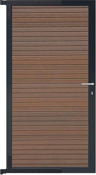 WAREN-Tor-Komplettset 90 x 173 cm, Füllung teakRahmen anthrazit