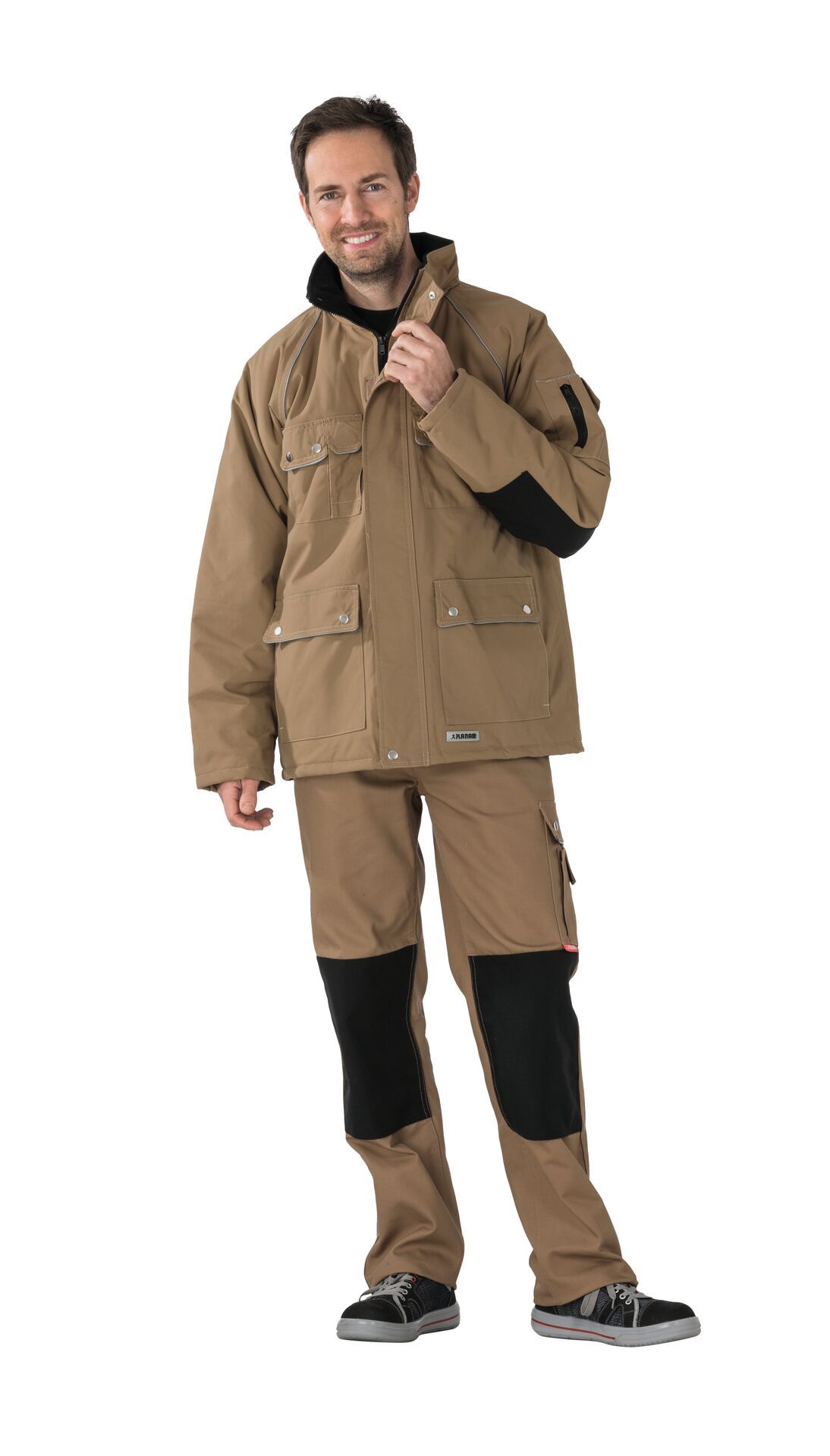 Planam Winterparka Canvas 320, Outdoor khaki/schwarz Gr. S
