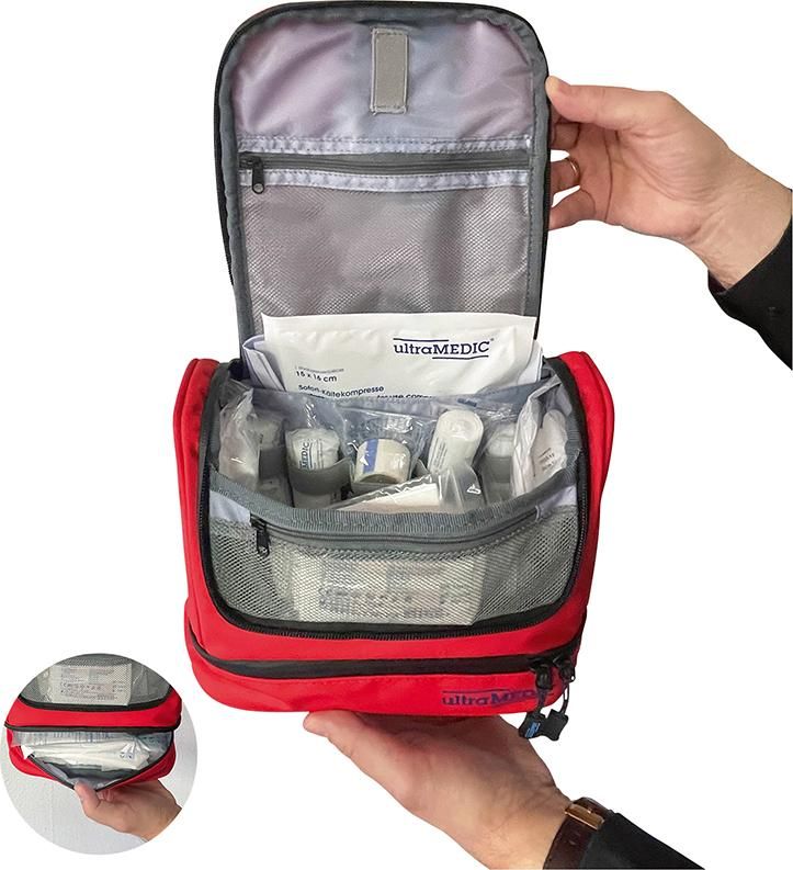Erste Hilfe Tasche, ultraPOUCH,rot mit Füllung DIN 13157 mit FIDLOCK Magnet