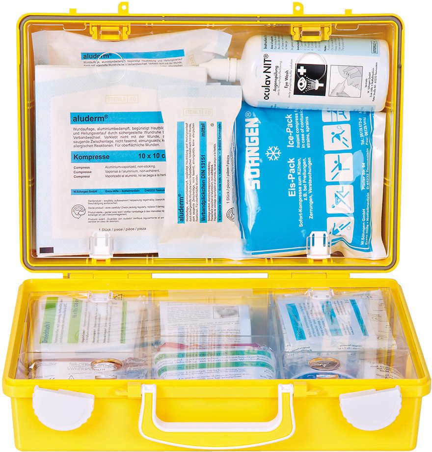 Erste-Hilfe-Koffer Extra+Handwerk, DIN 13157, gelb