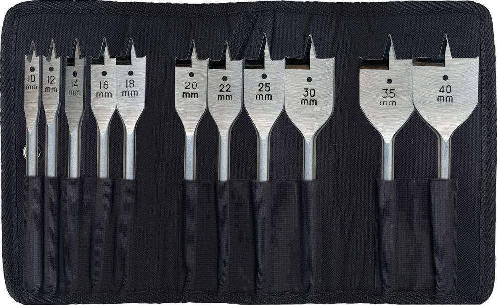 Flachfräsbohrersatz Quick11-tlg. Rolltasche Heller