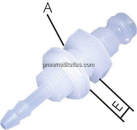 Schott-Kupplungsstecker (NW5) 4mm Schlauch, PVDF