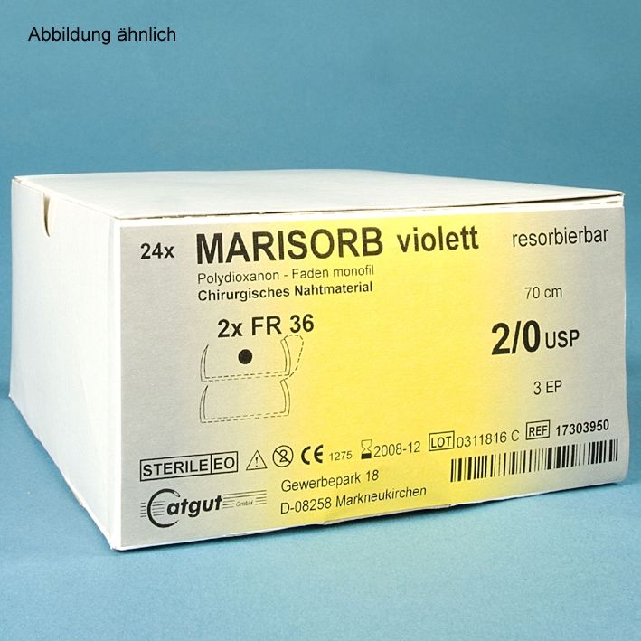 MARISORB DS 19 4/0=1,5, (24 Stck.)Nahtmaterial Fadenlänge 70 cm, violett
