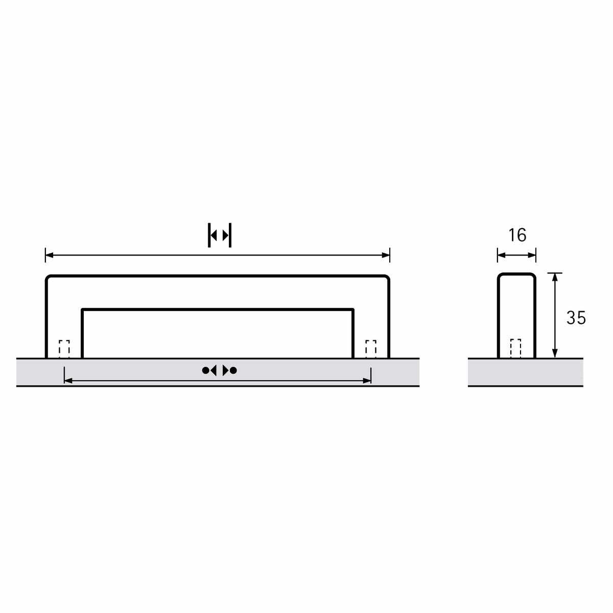 Griff Aosta, Bohrabstand 256, L 272 mm, B 16 mm, H